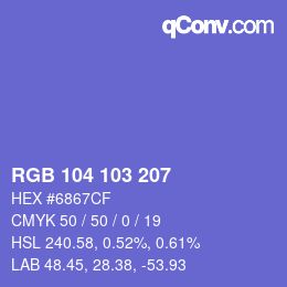 Color code: RGB 104 103 207 | qconv.com