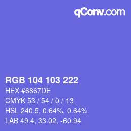 Color code: RGB 104 103 222 | qconv.com