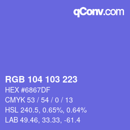 Color code: RGB 104 103 223 | qconv.com