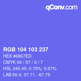 Color code: RGB 104 103 237 | qconv.com