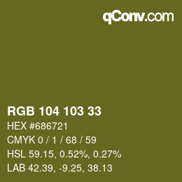 カラーコード: RGB 104 103 33 | qconv.com