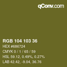 Color code: RGB 104 103 36 | qconv.com