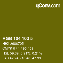 Color code: RGB 104 103 5 | qconv.com