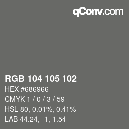 颜色代码: RGB 104 105 102 | qconv.com