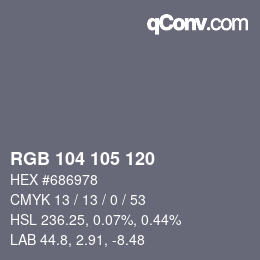 Color code: RGB 104 105 120 | qconv.com