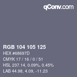 Color code: RGB 104 105 125 | qconv.com