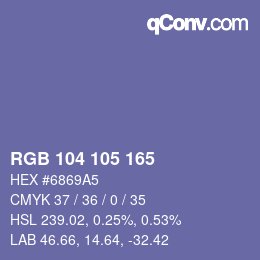Color code: RGB 104 105 165 | qconv.com