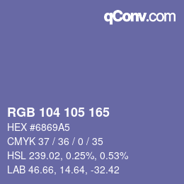 Color code: RGB 104 105 165 | qconv.com