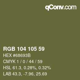 カラーコード: RGB 104 105 59 | qconv.com