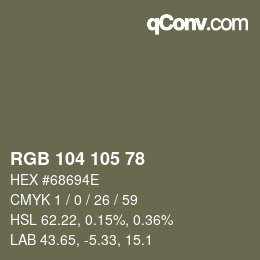Código de color: RGB 104 105 78 | qconv.com