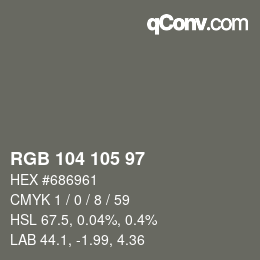 Color code: RGB 104 105 97 | qconv.com