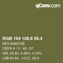 カラーコード: RGB 104 108.8 59.4 | qconv.com