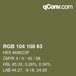 カラーコード: RGB 104 108 63 | qconv.com