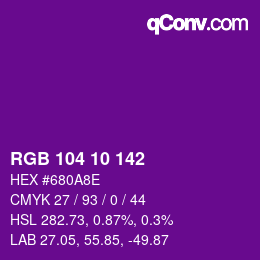 Color code: RGB 104 10 142 | qconv.com