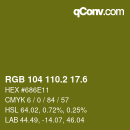 カラーコード: RGB 104 110.2 17.6 | qconv.com