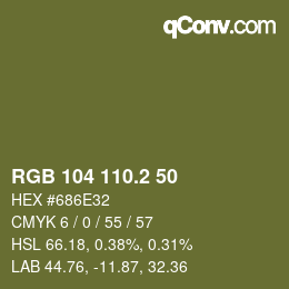 Color code: RGB 104 110.2 50 | qconv.com