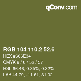 カラーコード: RGB 104 110.2 52.6 | qconv.com