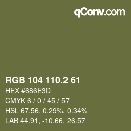 カラーコード: RGB 104 110.2 61 | qconv.com