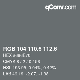 カラーコード: RGB 104 110.6 112.6 | qconv.com