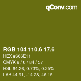 カラーコード: RGB 104 110.6 17.6 | qconv.com
