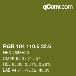 カラーコード: RGB 104 110.6 32.6 | qconv.com