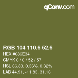 カラーコード: RGB 104 110.6 52.6 | qconv.com