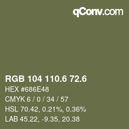 カラーコード: RGB 104 110.6 72.6 | qconv.com