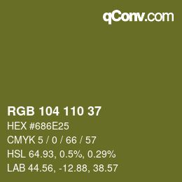 Color code: RGB 104 110 37 | qconv.com