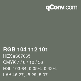 颜色代码: RGB 104 112 101 | qconv.com