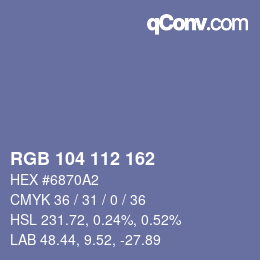 Color code: RGB 104 112 162 | qconv.com