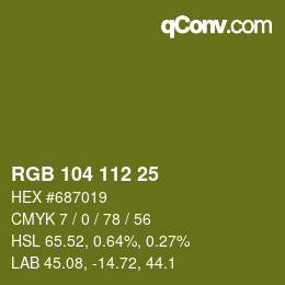 カラーコード: RGB 104 112 25 | qconv.com