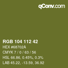 Color code: RGB 104 112 42 | qconv.com