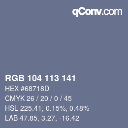 Color code: RGB 104 113 141 | qconv.com
