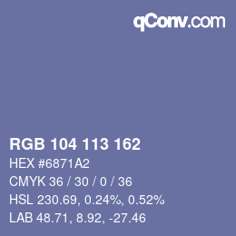 Color code: RGB 104 113 162 | qconv.com