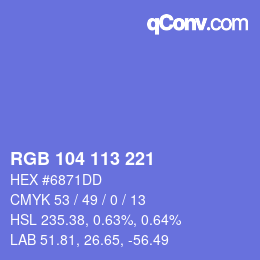 Color code: RGB 104 113 221 | qconv.com