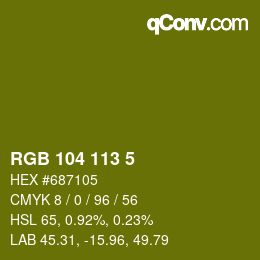 Color code: RGB 104 113 5 | qconv.com