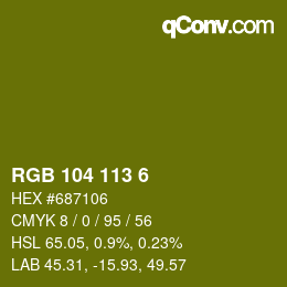 Color code: RGB 104 113 6 | qconv.com