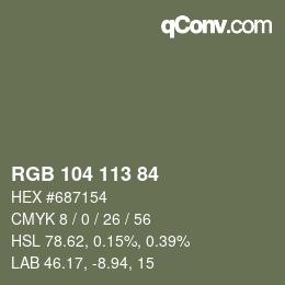 カラーコード: RGB 104 113 84 | qconv.com