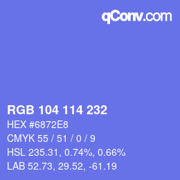 Color code: RGB 104 114 232 | qconv.com