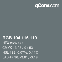 颜色代码: RGB 104 116 119 | qconv.com