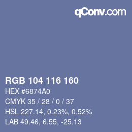 颜色代码: RGB 104 116 160 | qconv.com