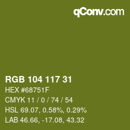 Color code: RGB 104 117 31 | qconv.com