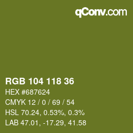 カラーコード: RGB 104 118 36 | qconv.com