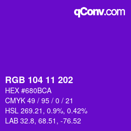 カラーコード: RGB 104 11 202 | qconv.com
