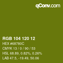 カラーコード: RGB 104 120 12 | qconv.com