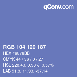 Color code: RGB 104 120 187 | qconv.com