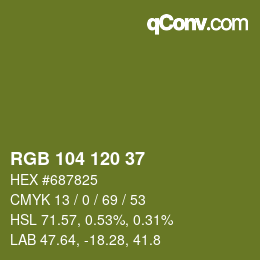 カラーコード: RGB 104 120 37 | qconv.com