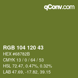カラーコード: RGB 104 120 43 | qconv.com