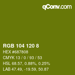 颜色代码: RGB 104 120 8 | qconv.com