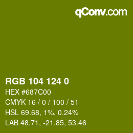 Color code: RGB 104 124 0 | qconv.com